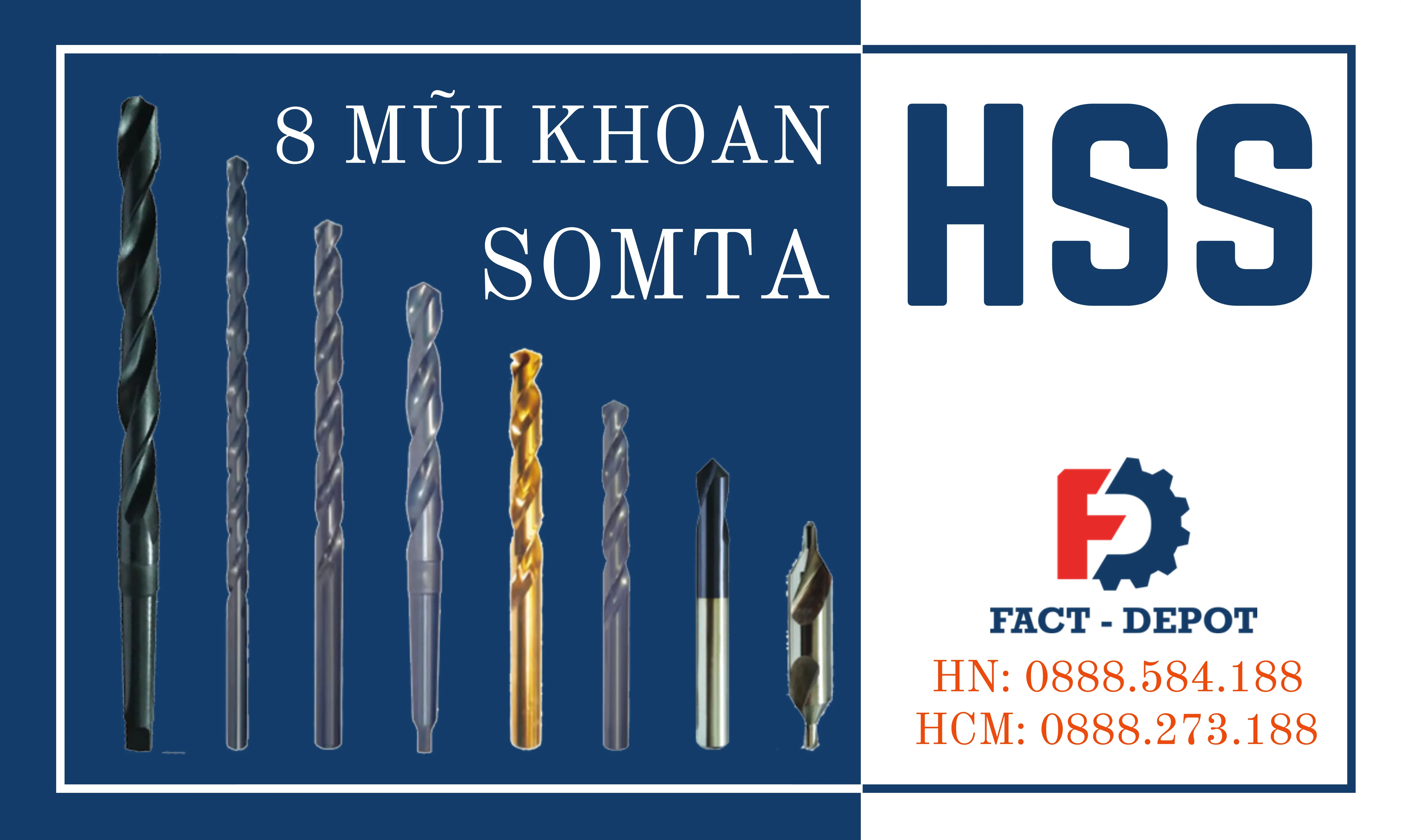 Vật liệu HSS và 8 mũi khoan HSS Somta