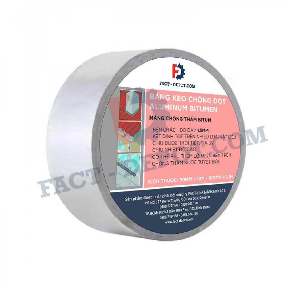 Băng keo chống dột cao cấp Aluminum Bitumen Fact-Depot 50mm x 10m