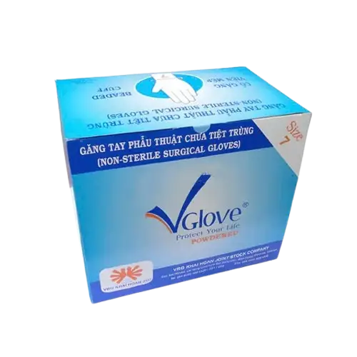 Găng tay phẫu thuật chưa tiệt trùng có bột A1 Vglove số 6.5, 7, 7.5, 8 (50 đôi/hộp)