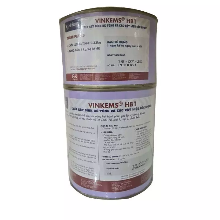 Chất kết dính bê tông với thép và các vật liệu gốc epoxy VINKEMS HB1 1kg/bộ