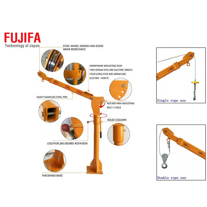 Cẩu xoay lắp cố định FUJIFA 360 độ 1000 kg cho xe tải và bán tải
