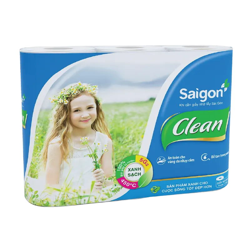 Giấy vệ sinh Sài Gòn Clean - Lốc 6 cuộn