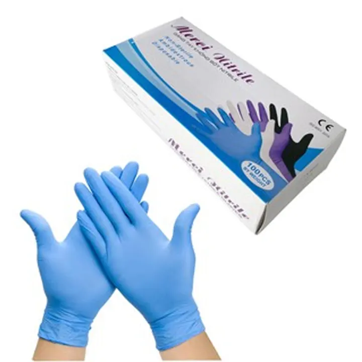 Găng tay Nitrile 3.5g trắng/xanh Merci (50 đôi/hộp)