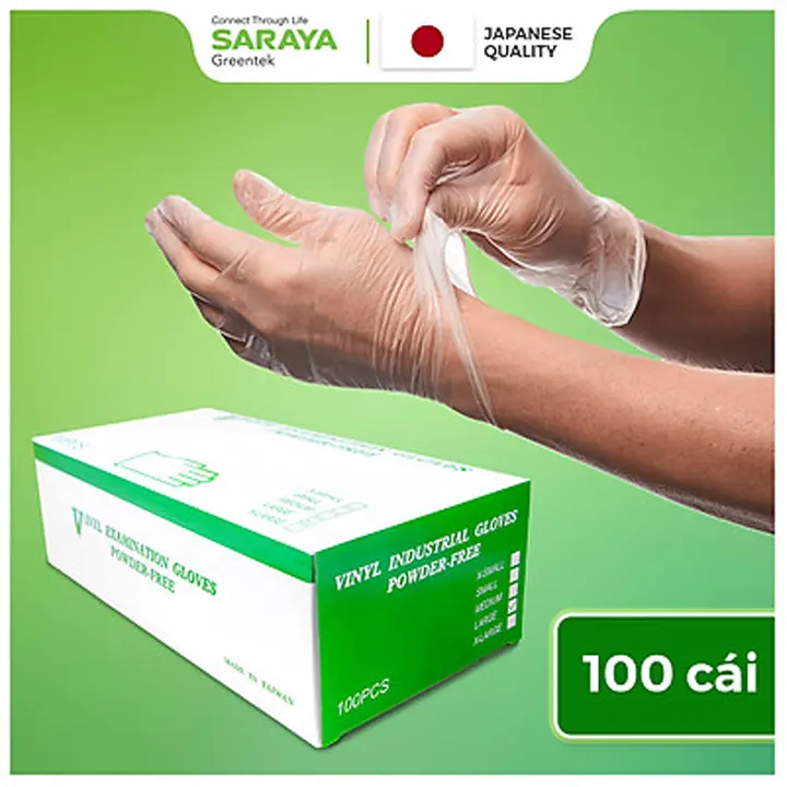 Găng tay Vinyl không bột Saraya (100 cái/hộp)