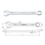 Cờ lê vòng miệng 15 độ Toptul AAEB1616 16mm
