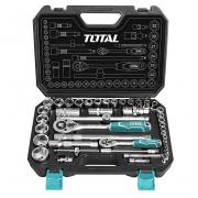 Bộ 44 cái socket 1/4+1/2" cần 2 chiều Total THT421441