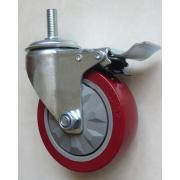 Bánh xe PU càng xoay khóa trục ren Shenpai 158-075-PU-SBR