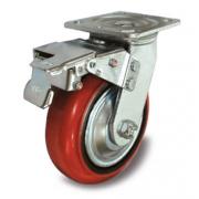 Bánh xe PU đỏ tải trọng trung bình xoay có thắng phía trước Kyung Chang 4040S A1 PC TTL