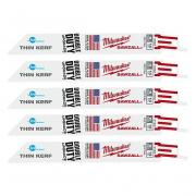 Bộ 5 lưỡi cưa kiếm sắt TORCH loại mỏng Milwaukee 48-00-4182 T14-152.4mm