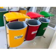 Thùng rác composite 03 ngăn khung inox