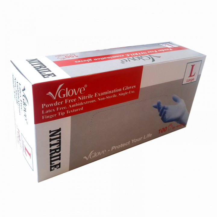 Găng tay y tế VGLOVE Nitrile 4.0g trắng size L (hộp)