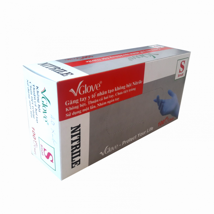 Găng tay y tế VGLOVE Nitrile 4.0g xanh size S (hộp)