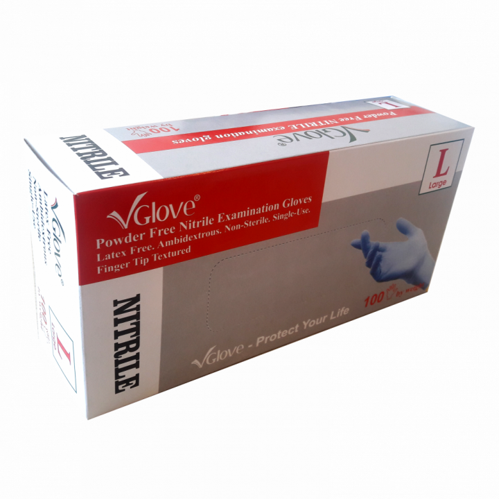 Găng tay y tế VGLOVE Nitrile 4.0g xanh size L (hộp)