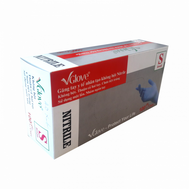 Găng tay y tế VGLOVE Nitrile 3.5g xanh size S (hộp)