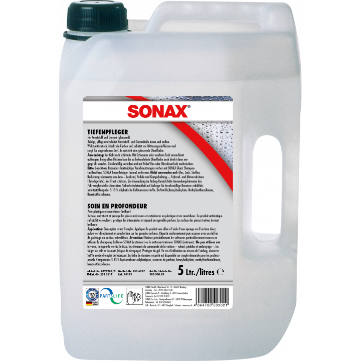 Hóa chất làm sạch, bảo quản nhựa trong, ngoài xe Sonax Trim Protectant Glossy 380500