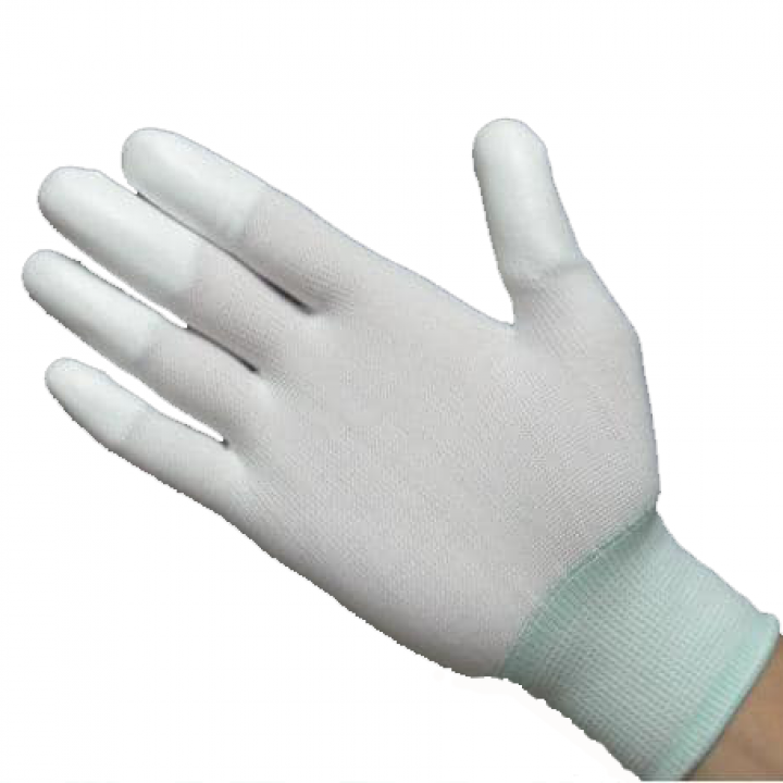 Găng tay phòng sạch ngón phủ PU màu trắng
