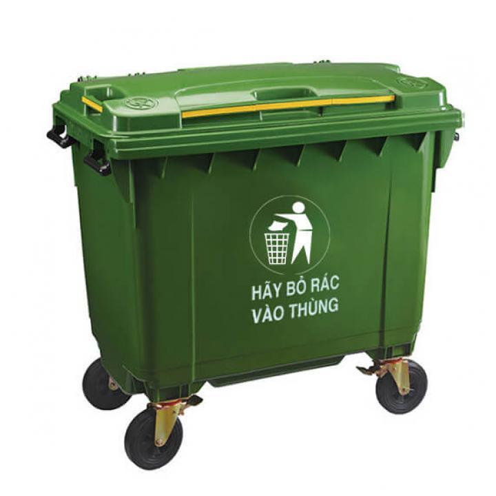 Thùng rác nhựa xanh lá Vietclean B-660 660L